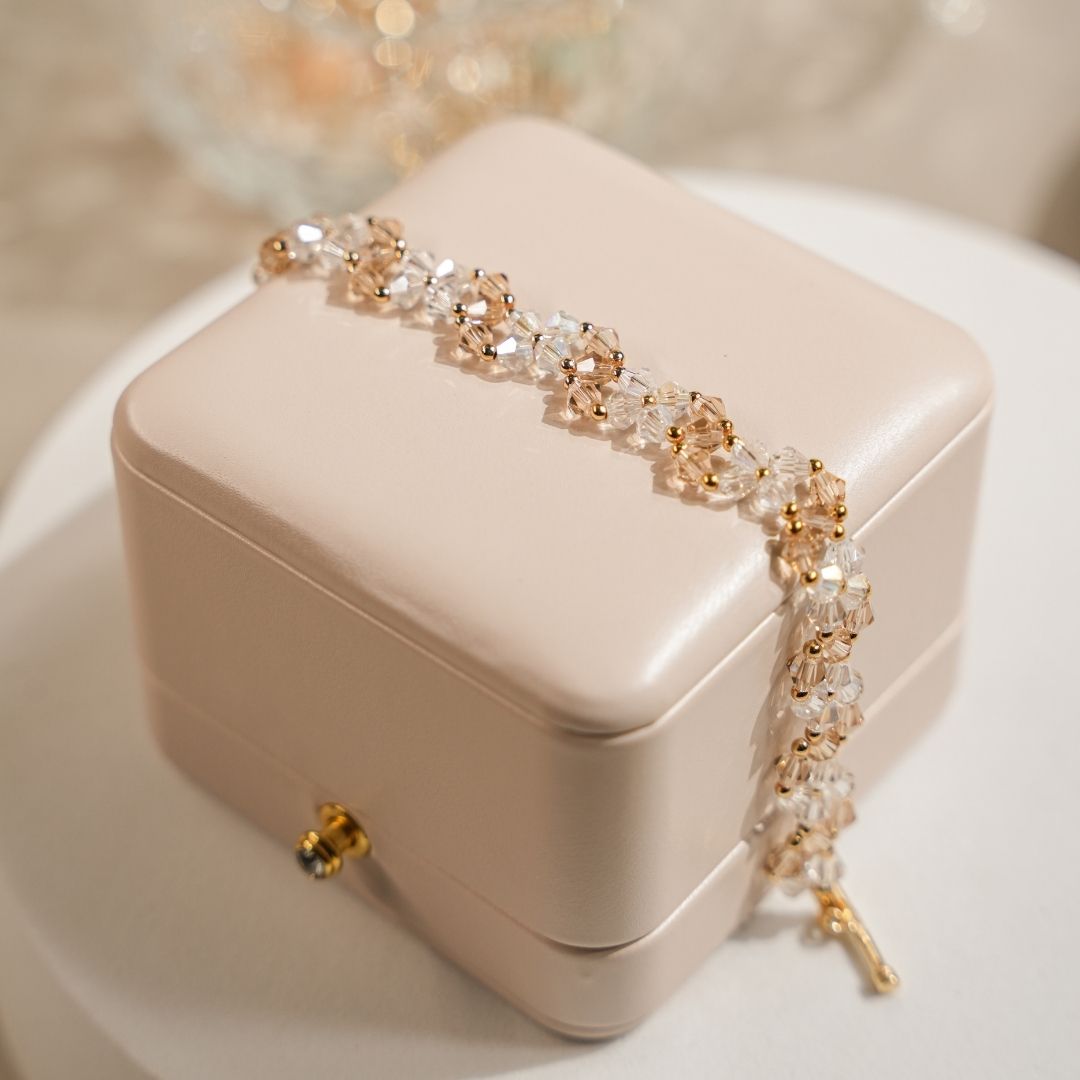 Pink Crystal Beaded Bracelet